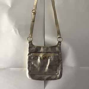 Coach gold/neutral cross body bag